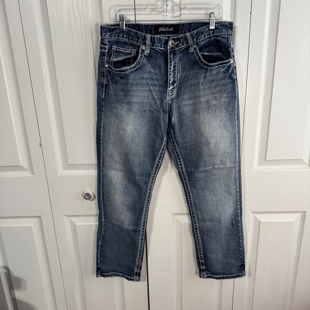 True luck acid wash straight leg jeans size 34 x 30‎